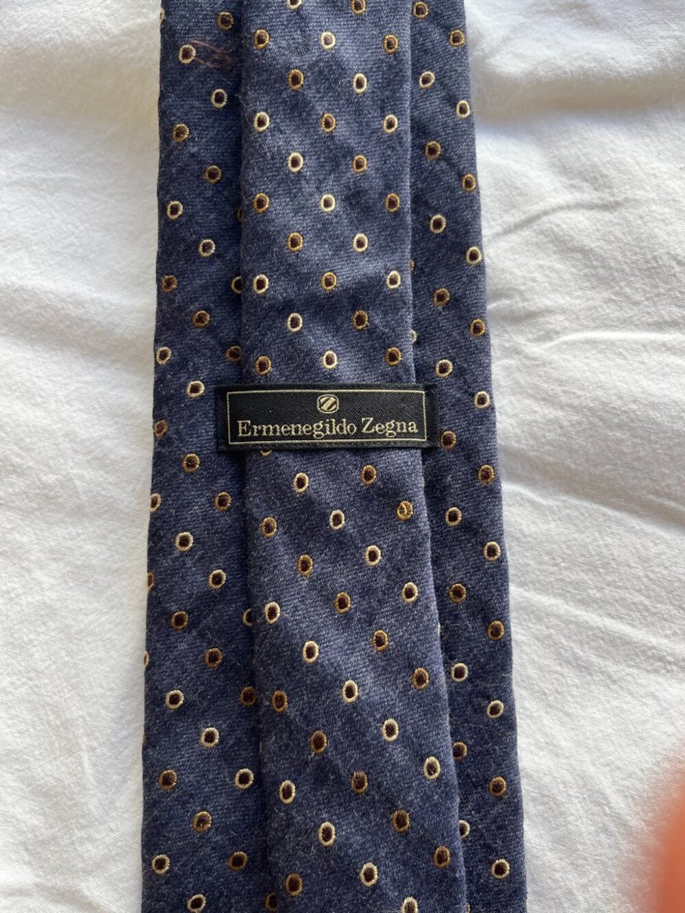 Zegna Tie - Beautiful Blue with Gold and Brown Circles